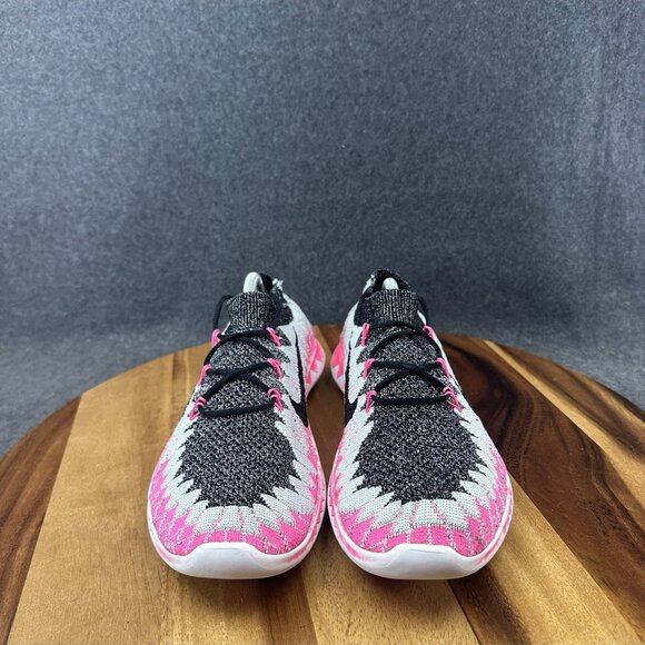 Nike Free 3.0 Flyknit Women's Size 9 Running Shoes Black Gray Pink - Picture 3 of 10